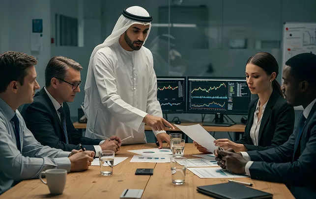 Financial Team Meeting in Boardroom