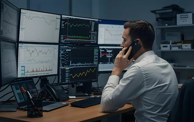 Focused Trader Monitoring Markets